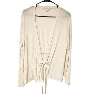 Part Two Women’s Size Large Cream Wrap‎ Tie Waist Long Sleeve Deep V Top
